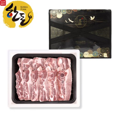 [소소한돈가] 한돈 1등급 특허받은 소백산 쑥돈 돼지갈비 LA식 구이용 선물세트 2kg,3kg,4kg