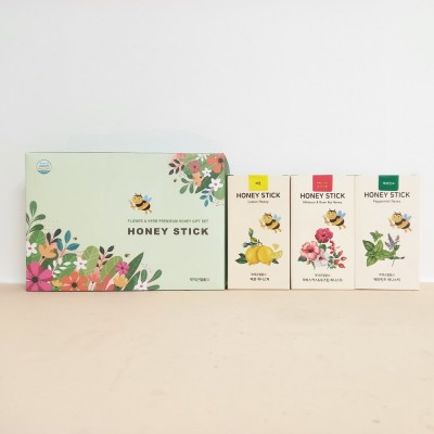[새농부팜] 블렌딩벌꿀스틱 레몬,페파민트. 히비스커스 3종보자기포장 선물세트(45포)
