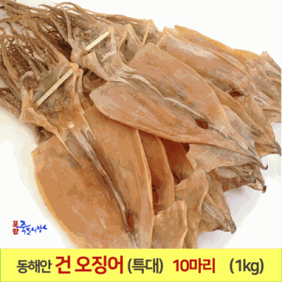 [포항 죽도시장] 마른오징어 (특대) 10마리 (1kg기준) 동해안 오징어